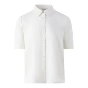 PRICH时尚淡人纯色正肩短袖衬衫夏季新款休闲通勤修身上衣女