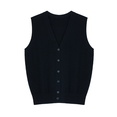 Maven Lin 2/26支 1OO羊毛V领针织开衫女气质叠穿马甲无袖上衣