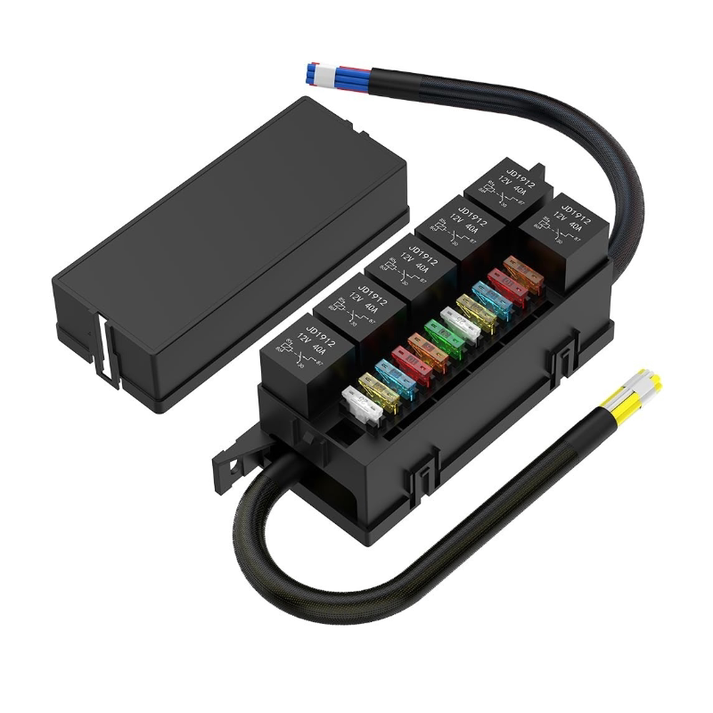 11路汽车保险丝盒12V24V货车保险盒 4线电动车电源控制继电器模块