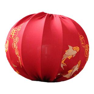 过年刺绣大红圆灯笼挂饰春节大门口一对灯笼布置室内阳台新年装饰