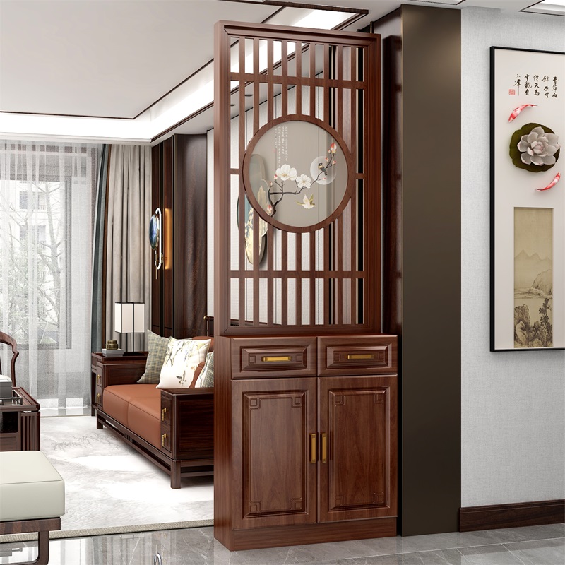 屏风隔断客厅2025年新款入户门正对门遮挡木质玄关置物架鞋柜一体
