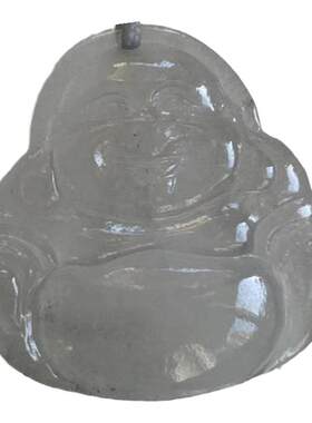 缅甸天然翡坠A货白色小佛公吊坠