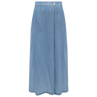 [断码清仓]COCOBELLA古法炒色气质通勤半身裙褶皱遮胯长裙HS3046