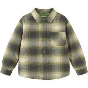 [泰迪熊联名]迷你巴拉巴拉男童儿童保暖格纹羽绒服外套2025冬新款