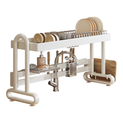 25款奶油风双层水槽置物架