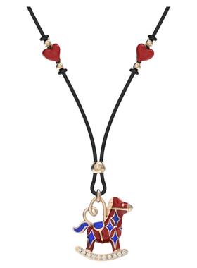 珐琅爱心星运福马耳钉新年红色