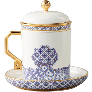 先生瓷四海升平永丰源四件套中式盖杯陶瓷茶杯带茶漏杯子礼盒装