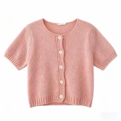 东大门~小众马海毛短袖针织衫女