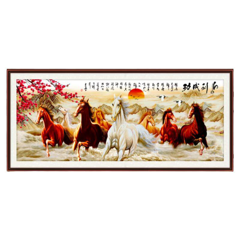 八骏图钻石绣手工diy满钻马到成功八匹马点贴钻画十字绣客厅大气