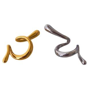 欧美新款打结耳骨夹原创金银双色小众设计耳挂无需耳洞不夹耳耳环