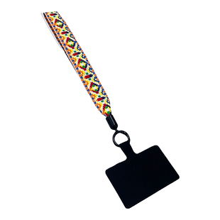 手机挂绳宽版女款高端个性印花帆布带子短款手腕绳潮牌复古图腾中国风p70新款iPhone苹果15手机壳mate60套绳