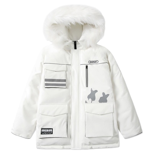 【杨博文张桂源】ER工装羽绒服加厚大毛领国潮牌白鸭绒情侣装外套