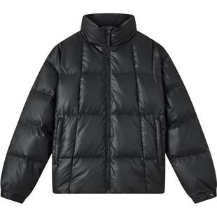 gxgjeans男装 PU革黑色简约休闲宽松立领短款羽绒服外套 25冬热卖