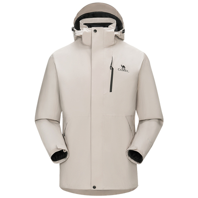 [羽绒版]骆驼户外三防羽绒服冲锋衣女三合一加绒加厚外套登山服男