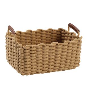 棉绳编织收纳篮子ins风棉线储物桌面零食杂物筐 卧室化妆品收纳盒