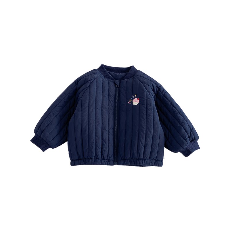 女童冬季加厚保暖刺绣夹棉棒球服