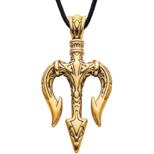 海神三叉戟黄金吊坠男款复古足金项链坠男士欧美潮牌霸气纯金正品
