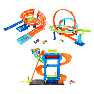 【自营】风火轮轨道火辣小跑车赛道特技回环竞速跑道变色小车洗车