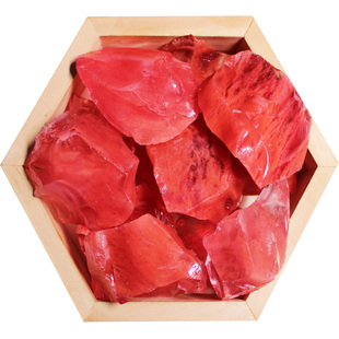 红西瓜晶原石摆件矿石标本香薰扩香石宝石红色水晶碎石红水晶原石