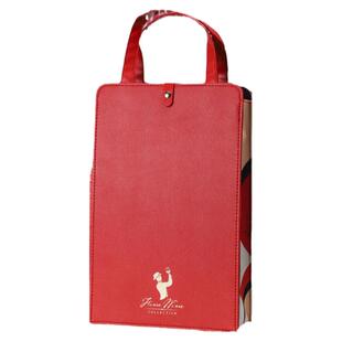 红酒包装礼盒左和右包装盒双支折叠皮盒红酒袋包装盒手提袋礼品袋