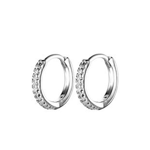 【豌豆饰物】925纯银耳圈欧美风轻奢气质大方镶钻圈迷你超小耳环