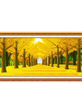 5d非满钻钻石画2026新款黄金满地客厅招财粘砖半贴十字绣发财树大