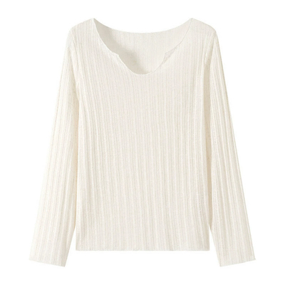 千朔宽松微透V领木耳边