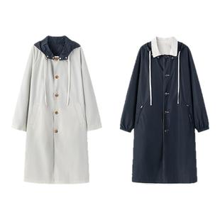 A Memory Inside两面穿抽绳连帽廓形长款风衣外套女2025春季新款