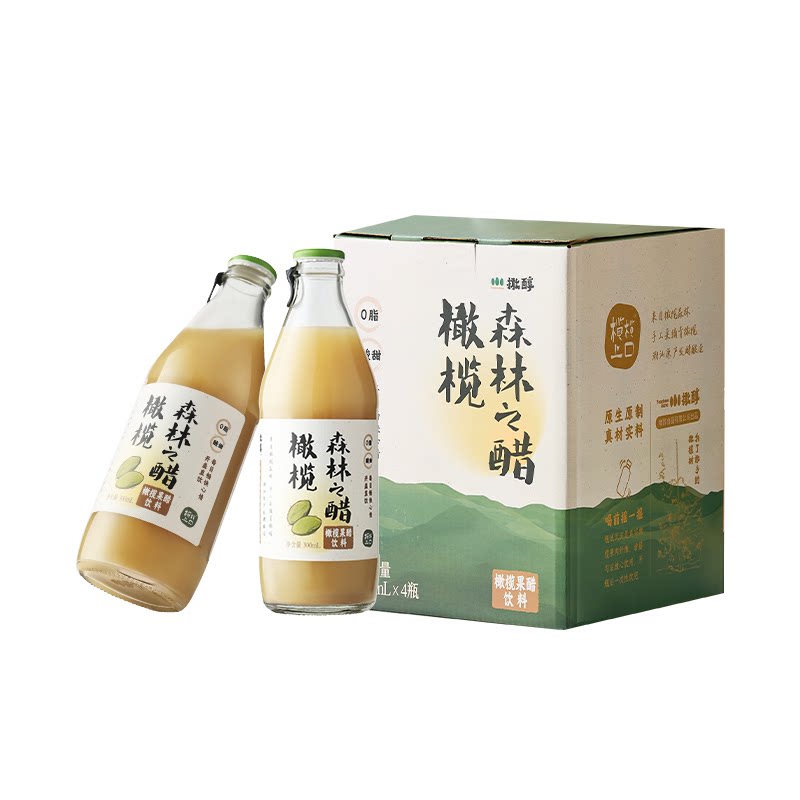 橄醇清爽解腻橄榄酵醋饮果醋0脂餐桌饭局果醋饮料300ml*4瓶礼盒装