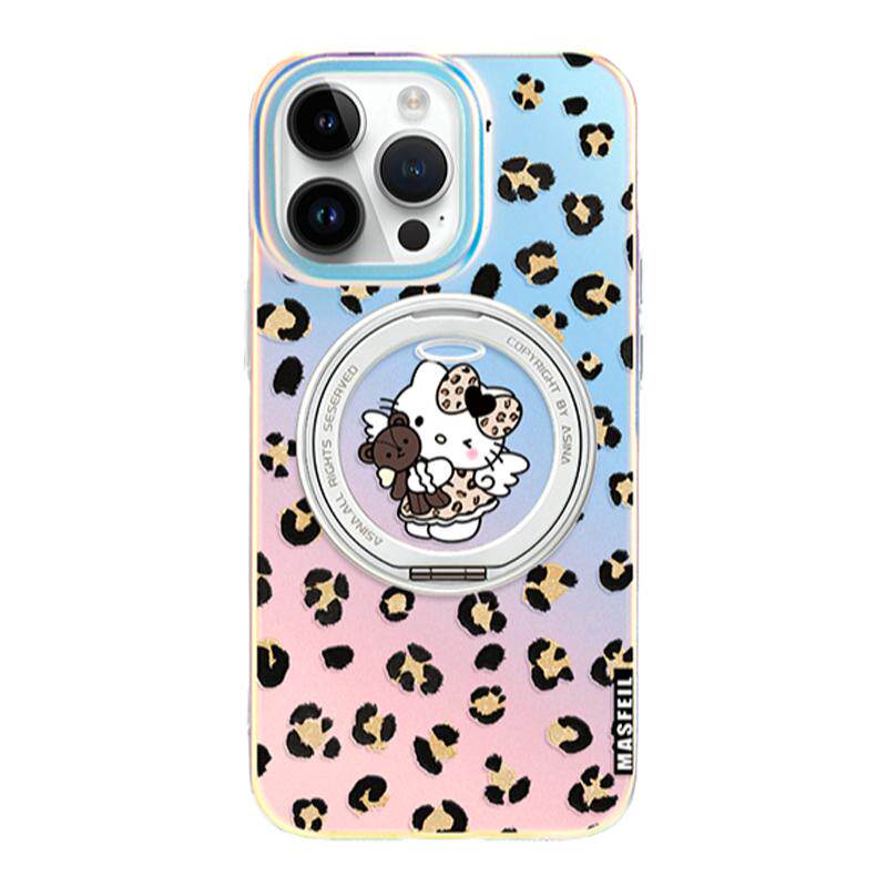 SHEHENG × 豹纹kitty适用苹果15手机壳iphone15promax新款13磁吸支点壳保护套14超薄带支架高级感Lo5