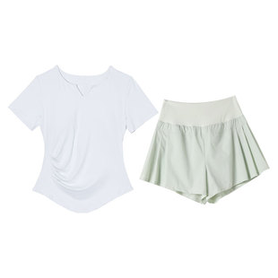 羽毛球运动套装女马拉松跑步短裤瑜伽健身t恤专业壁球训练服夏季