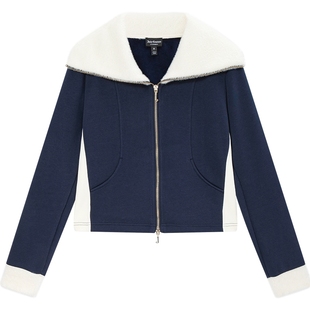 Juicy Couture橘滋外套女25年冬季新款加绒加厚撞色修身翻领上衣