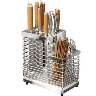 304不锈钢厨房刀架置物架家用台面放菜刀具筷子壁挂式刀座收纳架