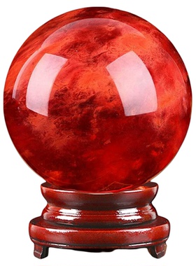 鸿运当头红水晶球摆件办公室招财