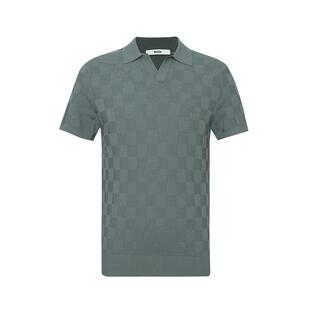 迪柯尼棋盘格品质T秋季新品男士时尚海鸥领短袖针织polo衫