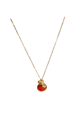 红玛瑙钱袋吊坠项链轻奢
