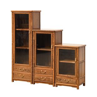 红木家具鸡翅木酒柜中式书柜展示柜实木餐边柜立柜客厅收纳储物柜