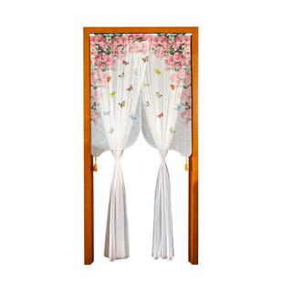 门帘田园风装饰隔断帘法式家用免打孔隐私遮挡帘新款高档帘子布帘