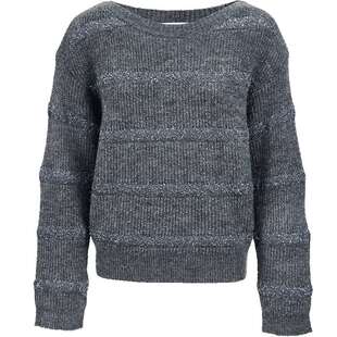 ONLY2026春季新款亮闪条纹肌理松弛感一字领宽松条纹针织衫女