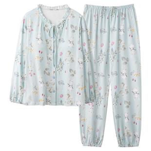 七色纺睡衣女款2025新款纯棉春秋长袖哺乳期孕期月子服家居服套装