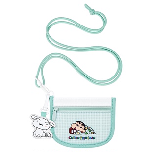 蜡笔小新联名迷你斜挎零钱小包 男女款卡通挂脖多功能证件卡包