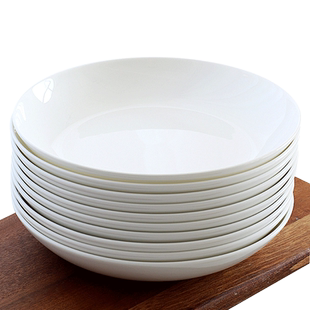 骨瓷盘子菜盘家用纯白餐具碟子陶瓷餐盘套装骨碟饺子盘深盘圆型