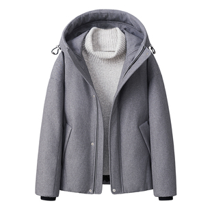 灰色连帽羽绒服2025新款男士休闲加厚保暖夹克秋冬季时尚男装外套