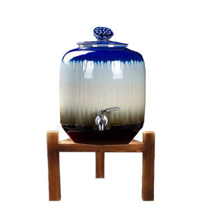 陶瓷储水罐带龙头存水缸家用凉水壶泡茶饮水机纯净水桶酒坛口径大