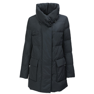 靓诺女装墨绿色休闲白鸭绒羽绒服女冬季保暖短款外套立领LY18493A