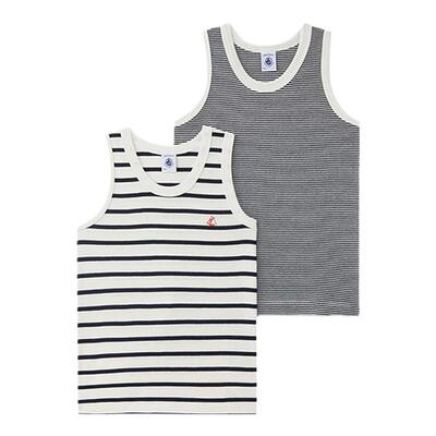 Petitbateau小帆春夏男童条纹背心2件装A01DS 徽标不同随机发货