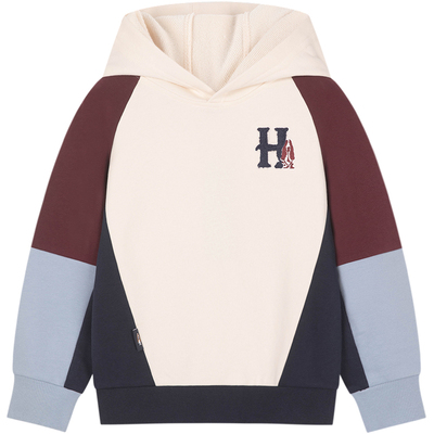 暇步士男童连帽卫衣经典拼色帽衫