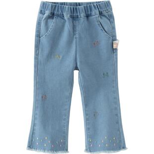 【商场同款】戴维贝拉儿童牛仔裤子2026春季新款女童弹力微喇长裤