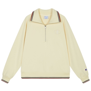 Champion冠军半拉链翻领卫衣女2025秋季新款潮海军领简约上衣休闲