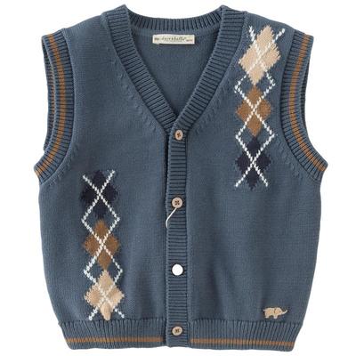 戴维贝拉秋男童纯棉开衫毛衣背心